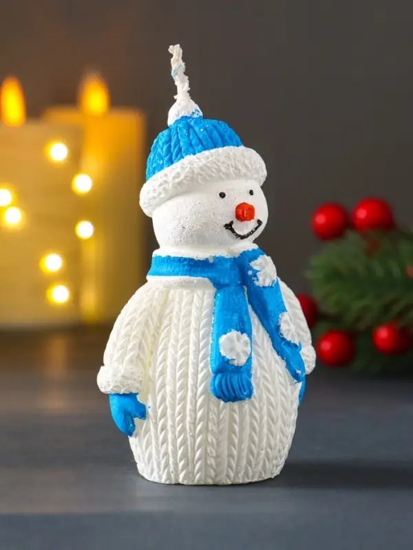 Свеча  Свеча "Снеговик", голубой