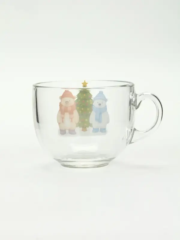 Кружка стеклянная новогодняя &laquo;Мишки в лесу&raquo;, 500 мл