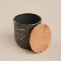 Банка для сахара SL Home, 12&times;12 см, с бамбуковой крышкой, серая