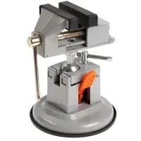 Мини-тиски алюминиевые ТУНДРА, усиленное крепление на присоске, поворотный шарнир, 75 мм