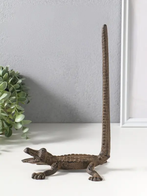 Сувенир чугун держатель для бумажных полотенец "Крокодил" 20х12х28,2 см