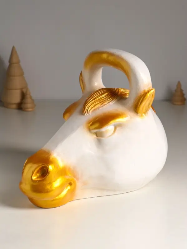 Копилка Копилка "Гиря конь" 21×25 см, бело-золотой