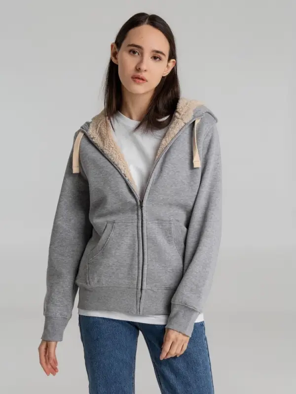 Толстовка унисекс на молнии Sherpa 280, серый меланж, размер XS Толстовка унисекс на молнии Sherpa 280, серый меланж, размер XS