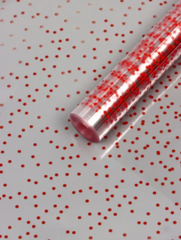 Пленка прозрачная с рисунком «Крупинки» Красный 0.7×8.2±5%м