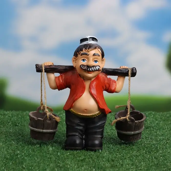 Садовая фигура из полистоуна &laquo;Дедушка с ведрами&raquo;, 20&times;7&times;19 см, Greengo