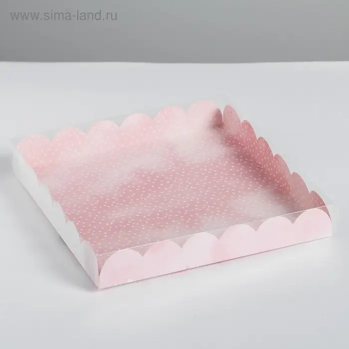 Коробка для печенья, кондитерская упаковка с PVC крышкой, Enjoy every moment, 21 х 21 х 3 см