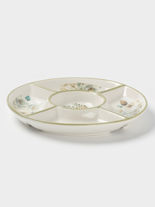 Менажница Доляна  Менажница Доляна "Цветы" цвет белый  5 ячеек 25,5х3 см