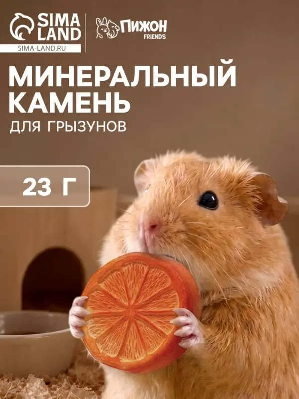 Минеральный камень &laquo;Пижон&raquo; для грызунов, апельсин, 23 г