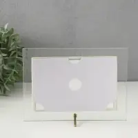 Фоторамка стекло 10х15 см "Золотой кант" горизонтальная 20х14,5 см