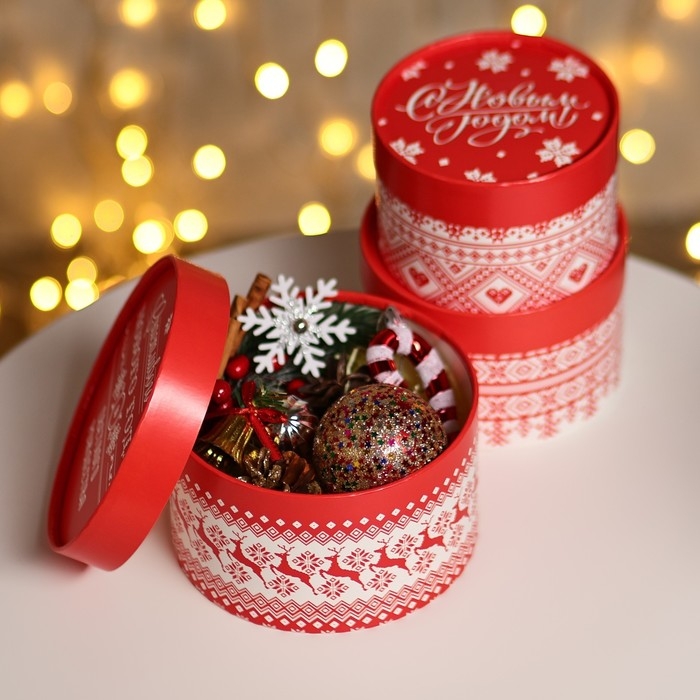 Набор коробок 3 в1 Набор коробок 3 в1 "Счастливого Нового года" 16 х 10, 14 х 9, 13 х 8,5 см