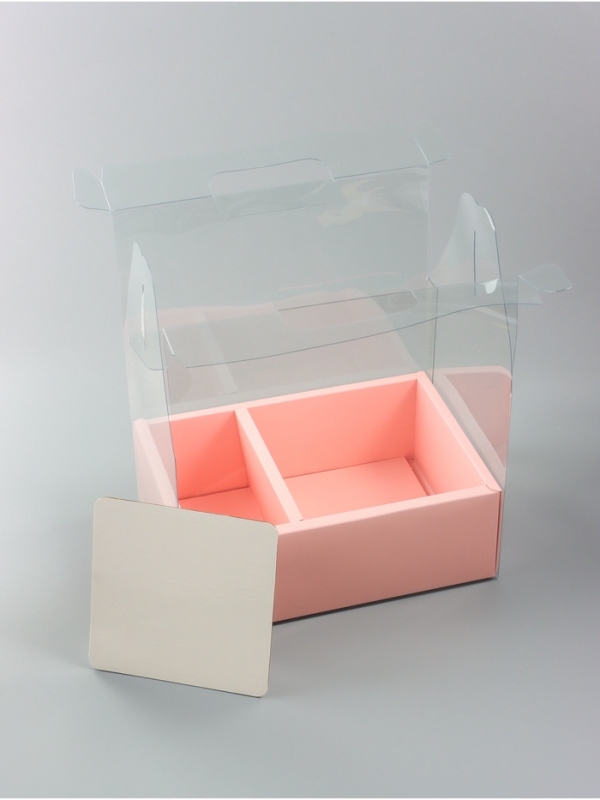 Коробка с PVC для цветов и десертов 26 х 18 х 30 см, розовый Коробка с PVC для цветов и десертов 26 х 18 х 30 см, розовый