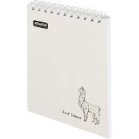Блокнот А6,80л,кл,греб,карт.обл+УФ-лак Attache Selection LLAMAS белый