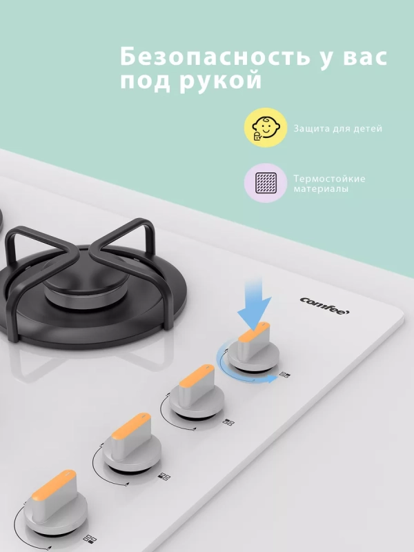 Газовая варочная панель CGH612GW, 4 конфорки, WOK, белая Газовая варочная панель CGH612GW, 4 конфорки, WOK, белая