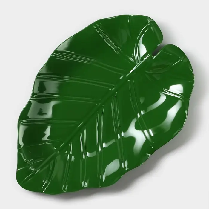 Блюдо для подачи &laquo;Лист&raquo;, пластик, 25&times;17&times;2 см, зелёное