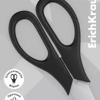 Ножницы ErichKrause Standard, 17 см, с улучшенной двойной заточкой, лезвия из нержавеющей стали, чёрные