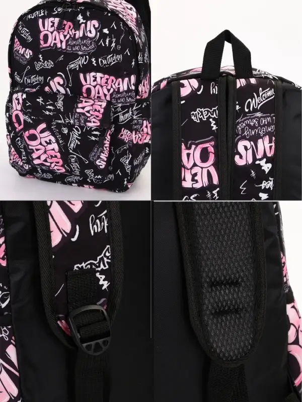 Рюкзак молодёжный на молнии, с карманами, 30&times;13&times;42 см, розовый