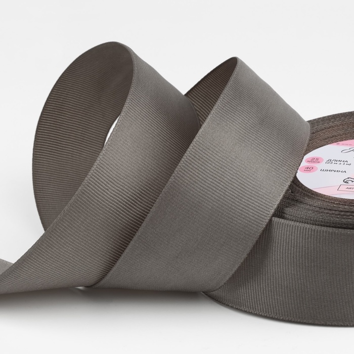 Лента репсовая, 40 мм, 23 ± 1 м, цвет серый №107 Лента репсовая, 40 мм, 23 ± 1 м, цвет серый №107