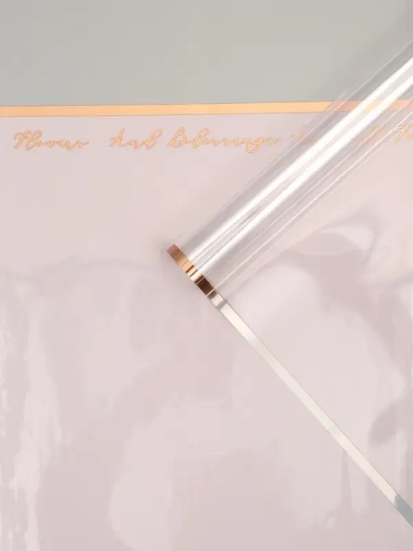 Пленка для цветов, "Полоса с окном", розовая, 57х57&plusmn;2 см