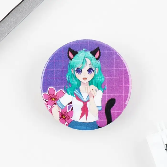 Значок закатной аниме «Девушка с ушками», d=3.8 см Значок закатной аниме «Девушка с ушками», d=3.8 см