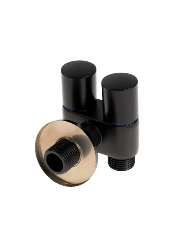 Кран двойной ZEIN engr, 1/2" &times; 1/2", два вентиля, кран-букса керамика, нерж. сталь, черный