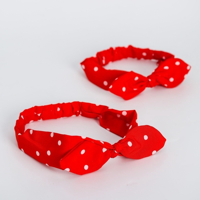 Повязка на голову для мамы и дочки M&B «Family look: горошек» 2 шт., красный