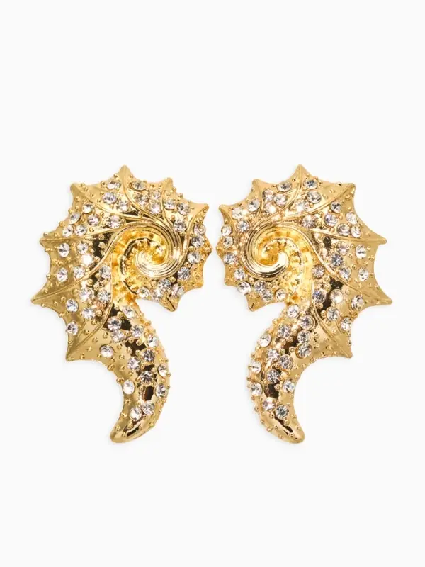 Серьги "Морской мир", раковина, цвет белый в золоте