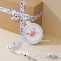 Лента атласная, подарочная упаковка, Love, белая, 2 см &times; 22.5 м