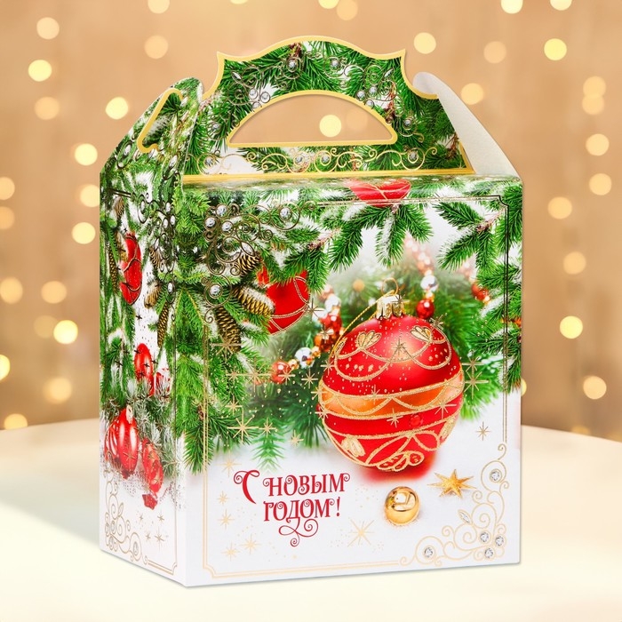 Новый год. Коробка подарочная новогодняя Ларец Новый год. Коробка подарочная новогодняя Ларец "Елочные игрушки" 18,2 х 11,5 х 26 см.