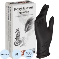 Перчатки нитрил., н/с,н/о,3,5г./шт,черн.FOXY-GLOVES M 50 пар/уп ШК4204/8577