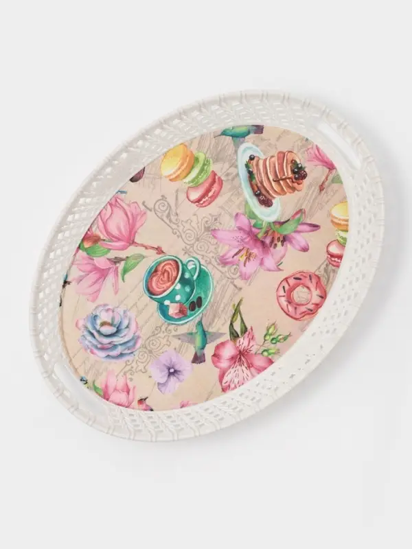 Поднос овальный Доляна &laquo;Пастораль&raquo;, 39&times;29&times;3.5 см, цвет МИКС