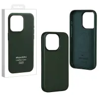 Чехол iPh 16 Pro Leather Case 100% ORG (MagSafe) c LOGO Green