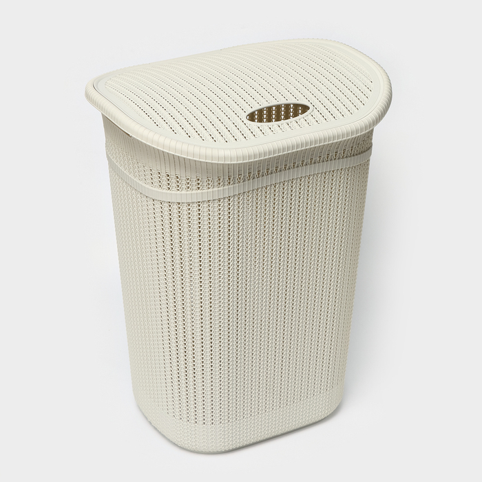 Корзина бельевая с крышкой «Вязание», 55 л, 45×36×57 см, цвет белый ротанг Корзина бельевая с крышкой «Вязание», 55 л, 45×36×57 см, цвет белый ротанг
