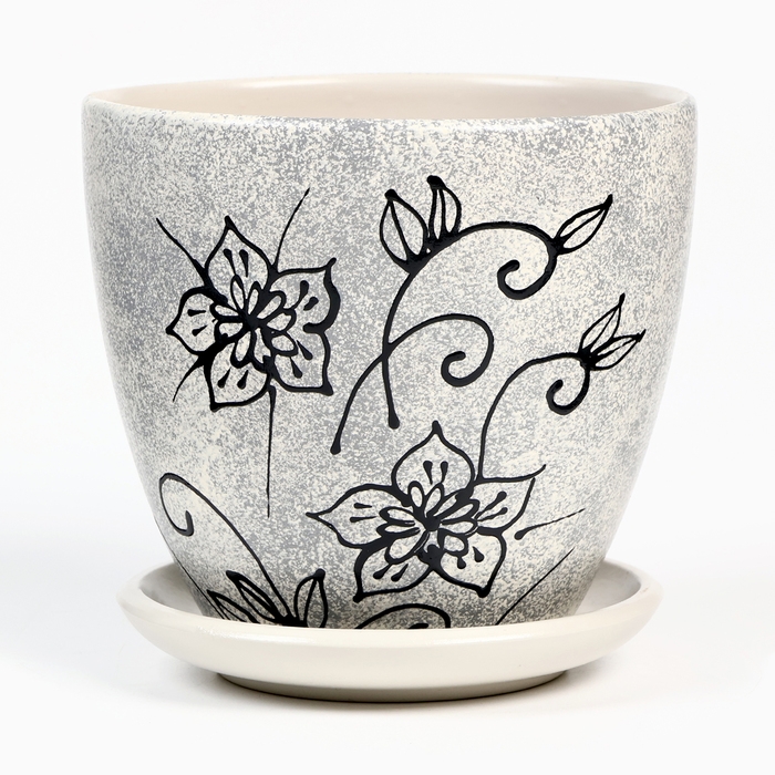 Горшок цветочный Горшок цветочный "Цветение" серый, 1,4 л
