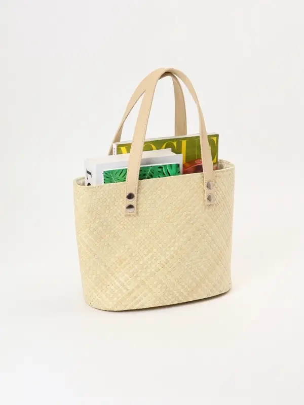 Сумка плетёная из пандана, 27&times;17&times;40 см, бежевая