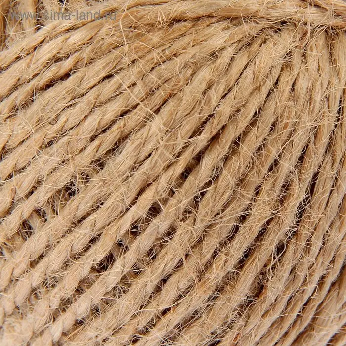 Шпагат джутовый, скрученный d=1,5 мм,30 м, цвет натуральный Шпагат джутовый, скрученный d=1,5 мм,30 м, цвет натуральный