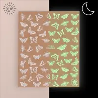 Наклейки для ногтей &laquo;Бабочки&raquo;, флуоресцентные, белые