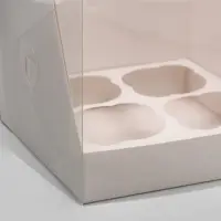 Коробка для 4 капкейков, белая 16&times;16&times;14 см