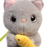 Мягкая игрушка "Котик с рыбкой", 13 см, МИКС