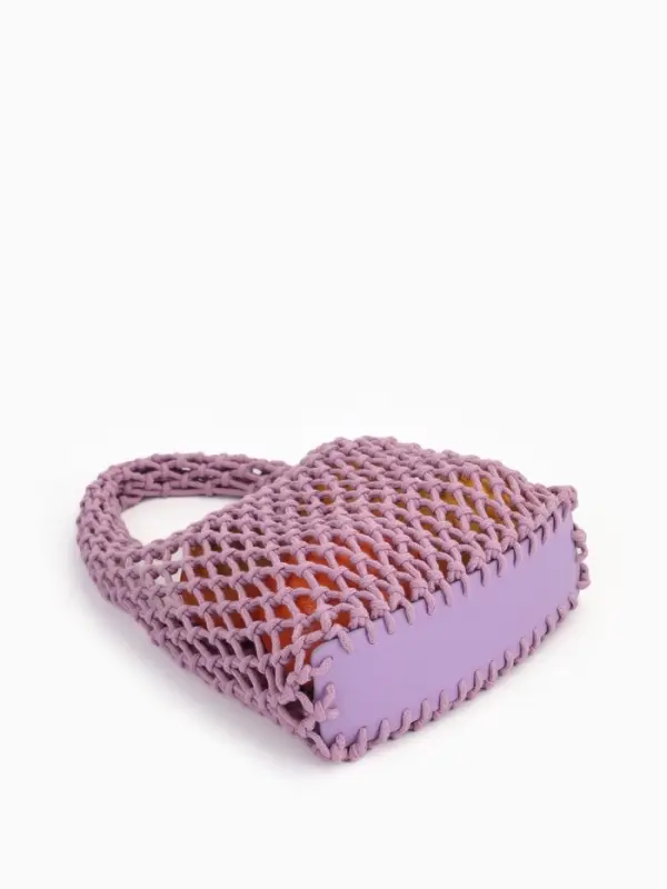 Сумка - авоська плетёная, клетка 1.5 см, лиловая