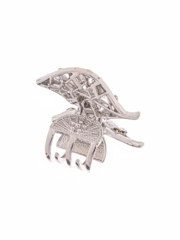 Крабик для волос &laquo;Доротеа&raquo;, лепестки, 3.5 см, серебристый