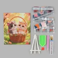 Алмазная мозаика &laquo;Котики в корзинке&raquo; 21&times;25 см, с мольбертом