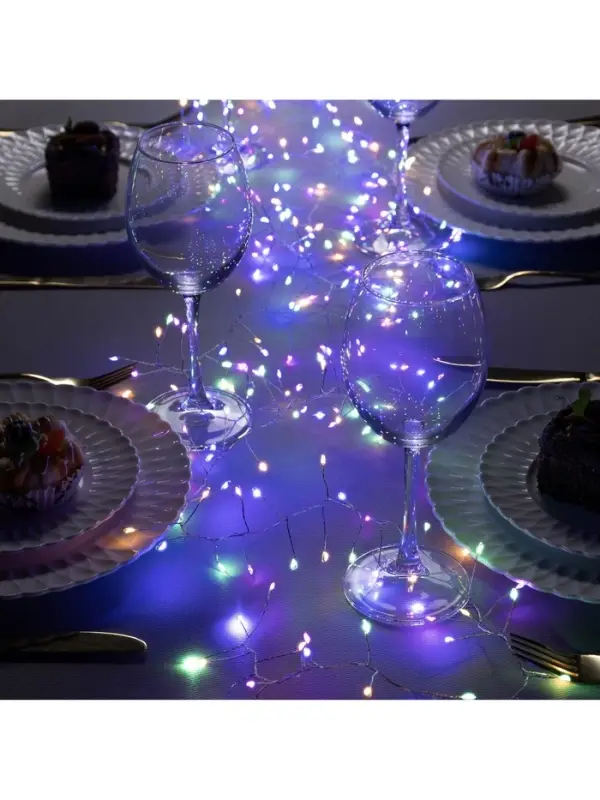 Гирлянда &laquo;Мишура&raquo; 6 м, роса, IP20, серебристая нить, 480 LED, свечение мульти, 12 В