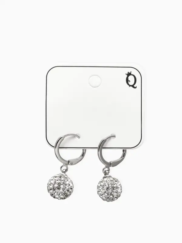 Серьги со стразами &laquo;Шамбала&raquo; сияние, белые в серебре