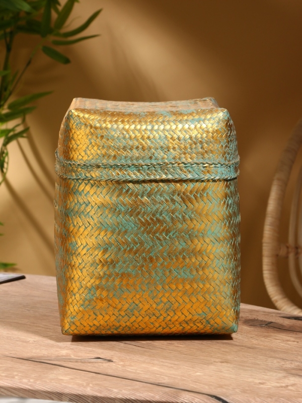 Корзинка плетеная "Голден" 25х25х30 см, голубой