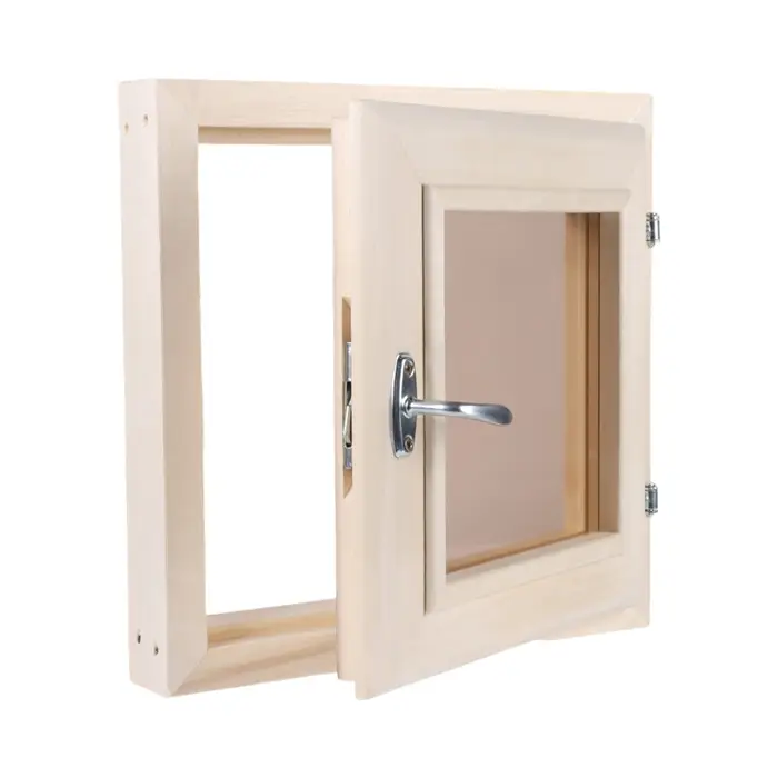 Окно деревянное для бани и сауны, 40&times;40 см, двойное стекло, цвет бронзовый