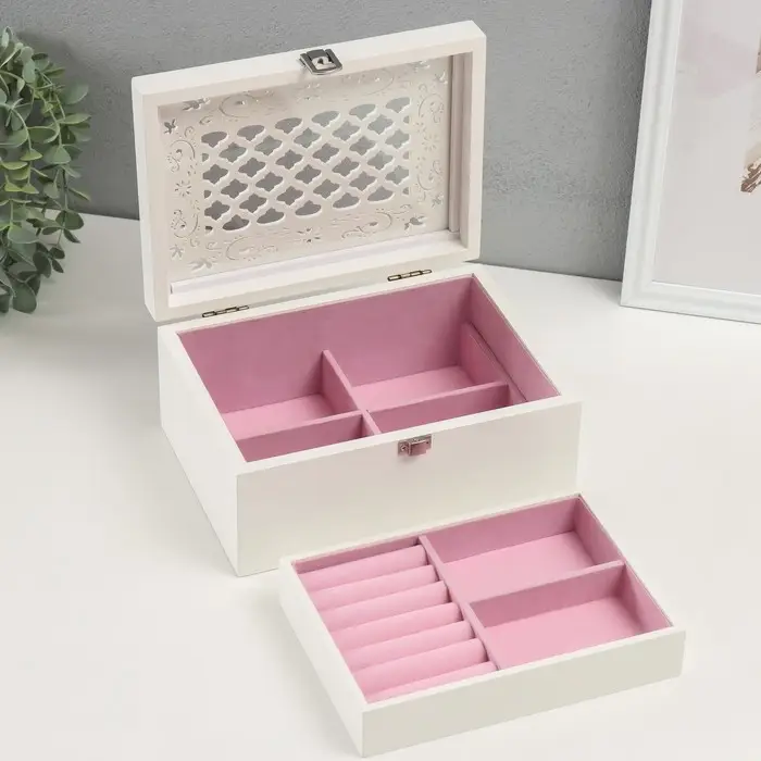 Шкатулка для украшений &laquo;Белоснежная&raquo;, дерево, 22&times;16&times;10 см