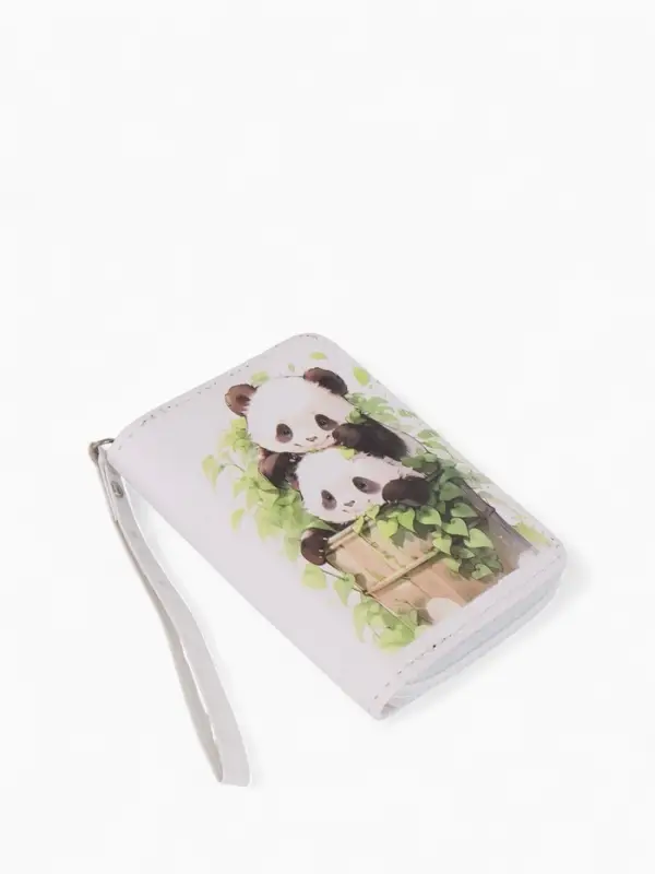 Кошелёк на молнии &laquo;Пандочки&raquo;, 12&times;1.5&times;9 см, с принтом, белый