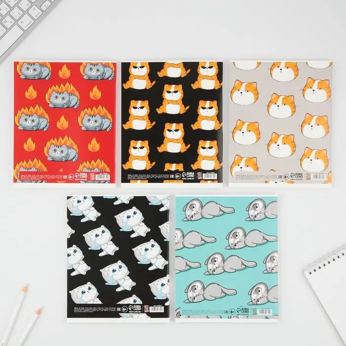 Тетрадь в клетку, 48 л., А5, на скрепке, блок №1 «Котики приколы» МИКС Тетрадь в клетку, 48 л., А5, на скрепке, блок №1 «Котики приколы» МИКС