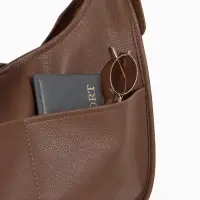 Сумка - мешок женская TEXTURA, на магните, с косметичкой, 34&times;12&times;27 см, коричневая