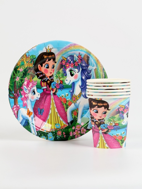 Набор бумажной посуды Набор бумажной посуды "Принцесса", набор 12 шт.,